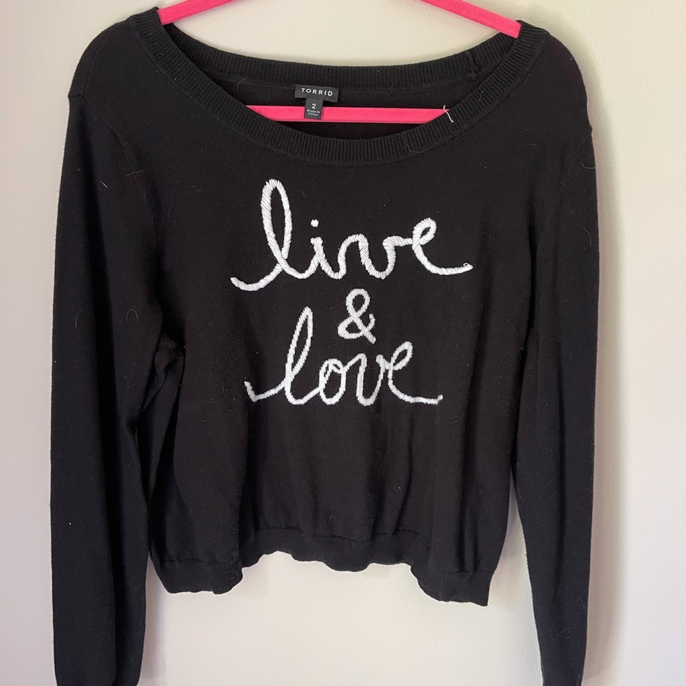 Live and love black cropped sweatshirt torrid